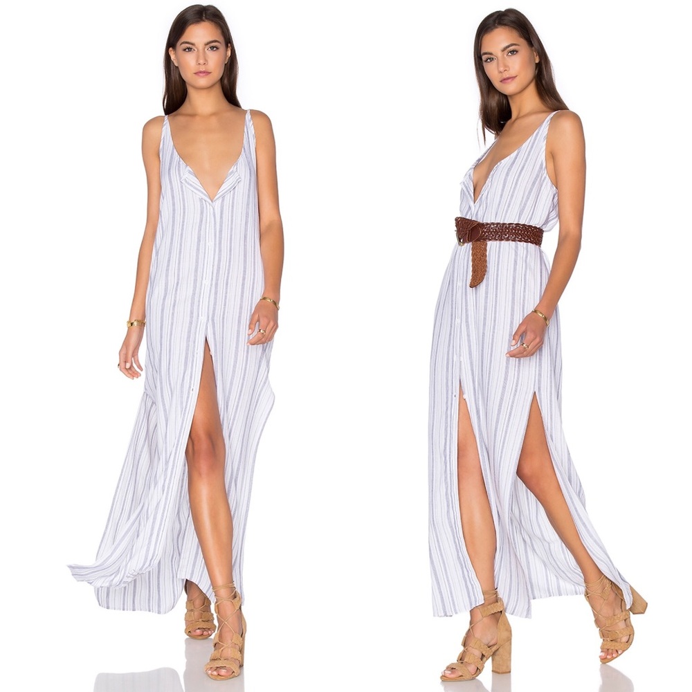 BELLA DAHL Button Front Maxi Dress Striped XS